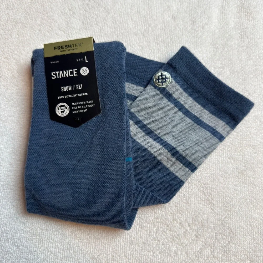 Stance Boyd UL Merino Wool Snow Mens‎ OTC Socks Large 9-13 Blue Gray New $29